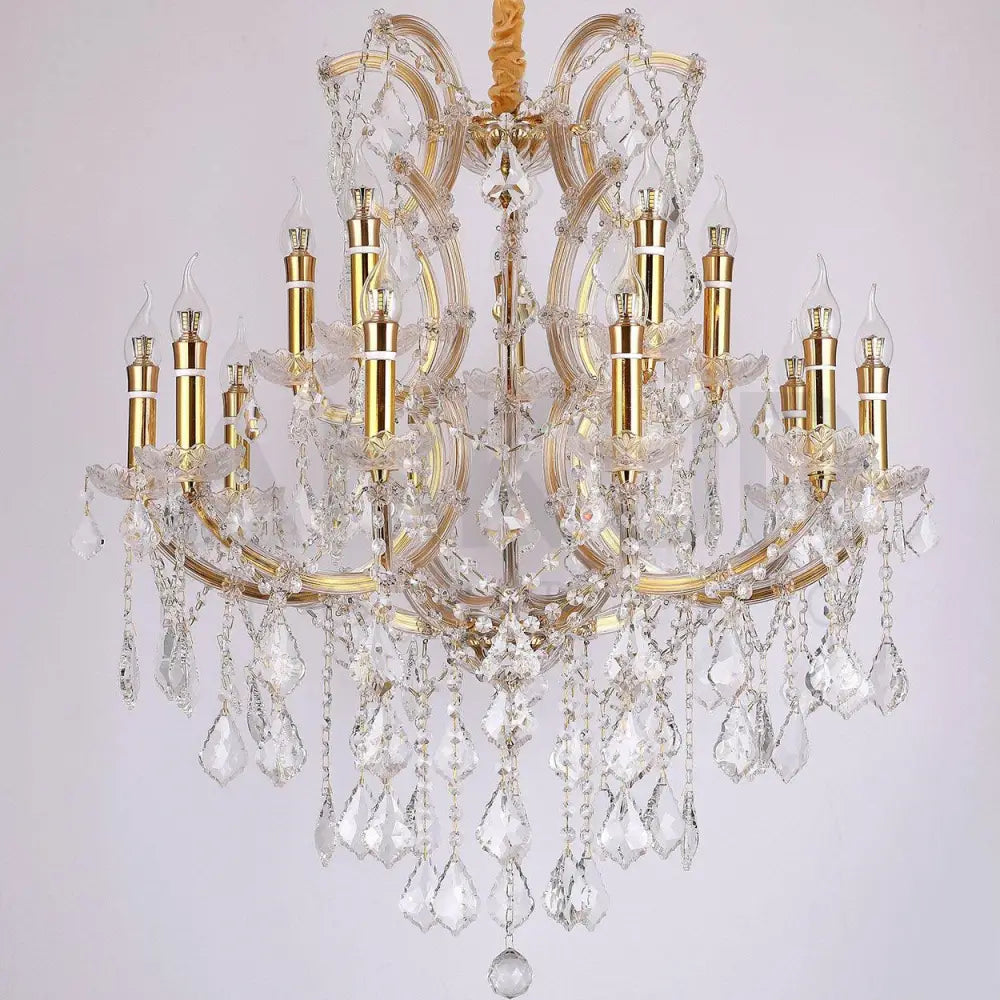 ANKUR 15 LIGHTS VEGAS GOLDEN CRYSTAL CHANDELIER - Ankur Lighting