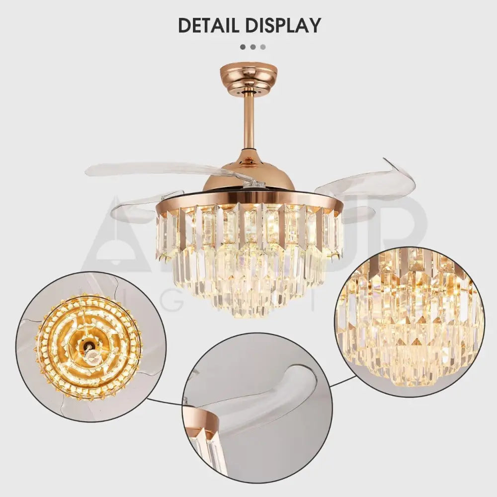 ANKUR BREEZO CRYSTAL LED CEILING FAN WITH CRYSTAL CHANDELIER AND REMOTE CONTROLLER 42 INCHES MODERM FANDELIER Fan