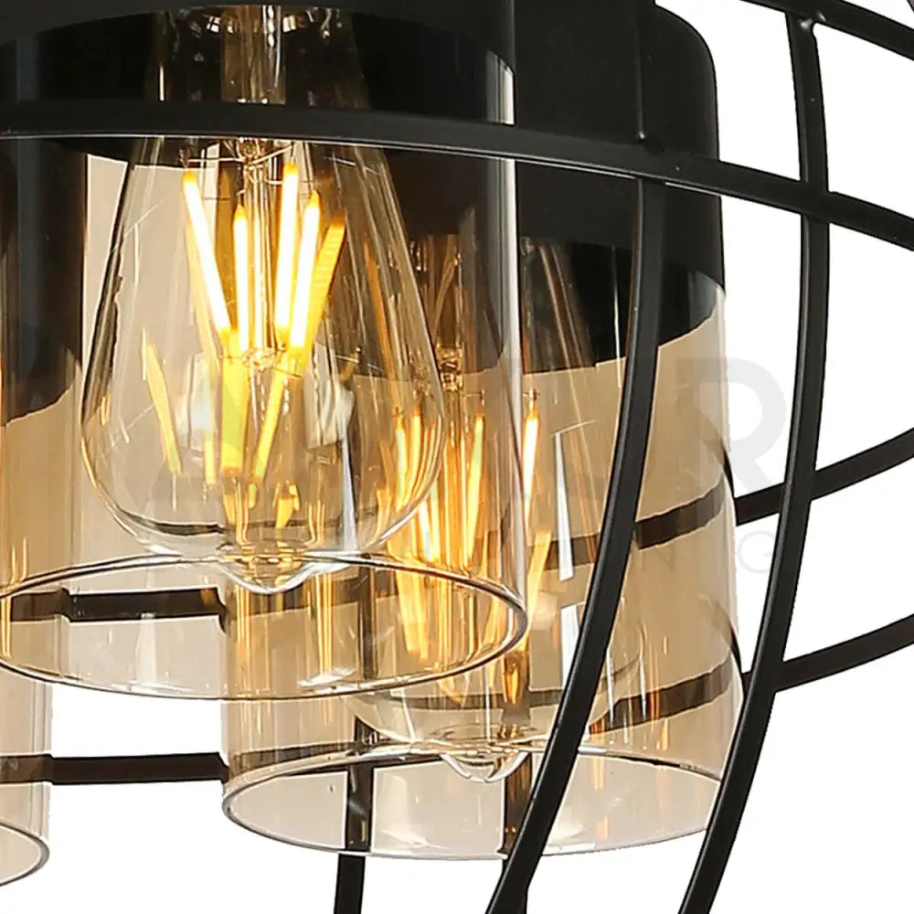 ANKUR BROOKLYN 4 LIGHT BLACK METAL SPHERE CAGE CHANDELIER - Ankur Lighting