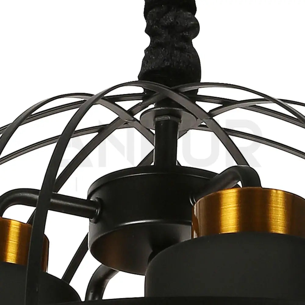 ANKUR BROOKLYN 4 LIGHT BLACK METAL SPHERE CAGE CHANDELIER - Ankur Lighting