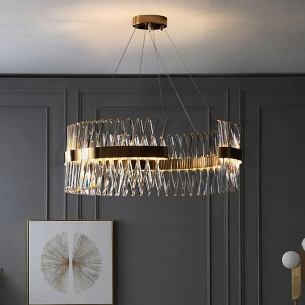 ANKUR CRISS CROSS THREEQ ROUND CONTEMPORARY CRYSTAL CHANDELIER - Ankur Lighting