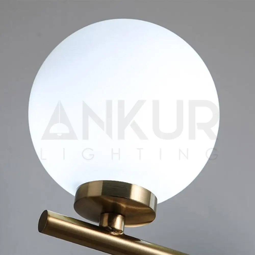 ANKUR DALTON CONTEMPORARY TWIN GLOBE LIGHT MILKY WHITE GLOBE GLASS SHADE WALL LIGHT VANITY LIGHT IN GOLD - Ankur Lighting