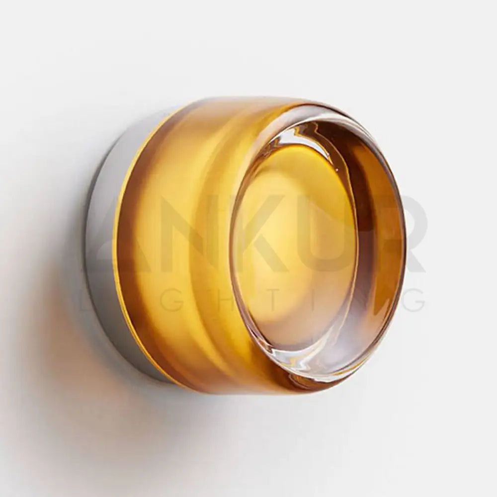 ANKUR DIMPLE CONTEMPORARY LED WALL LIGHT / CEILING LIGHT AMBER GLASS Wall Light