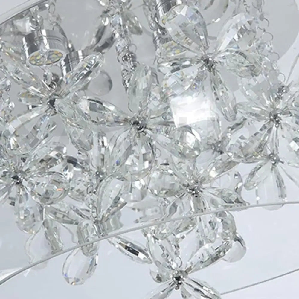 ANKUR DOMA FLORA GLASS DOME AND CRYSTAL LED HANGING CHANDELIER Chandelier