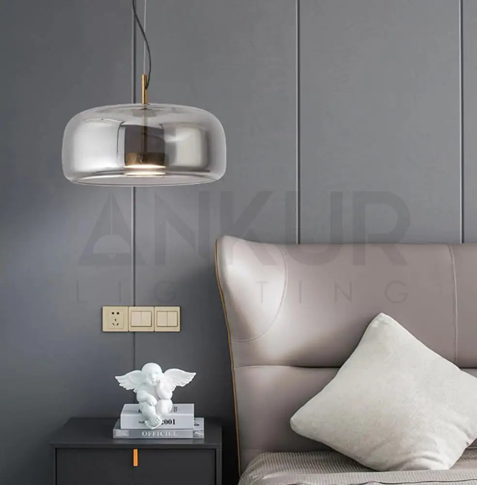 ANKUR ECLIPSE DOME MODERN GLASS WITH METAL LED PENDANT LIGHT Pendant Light