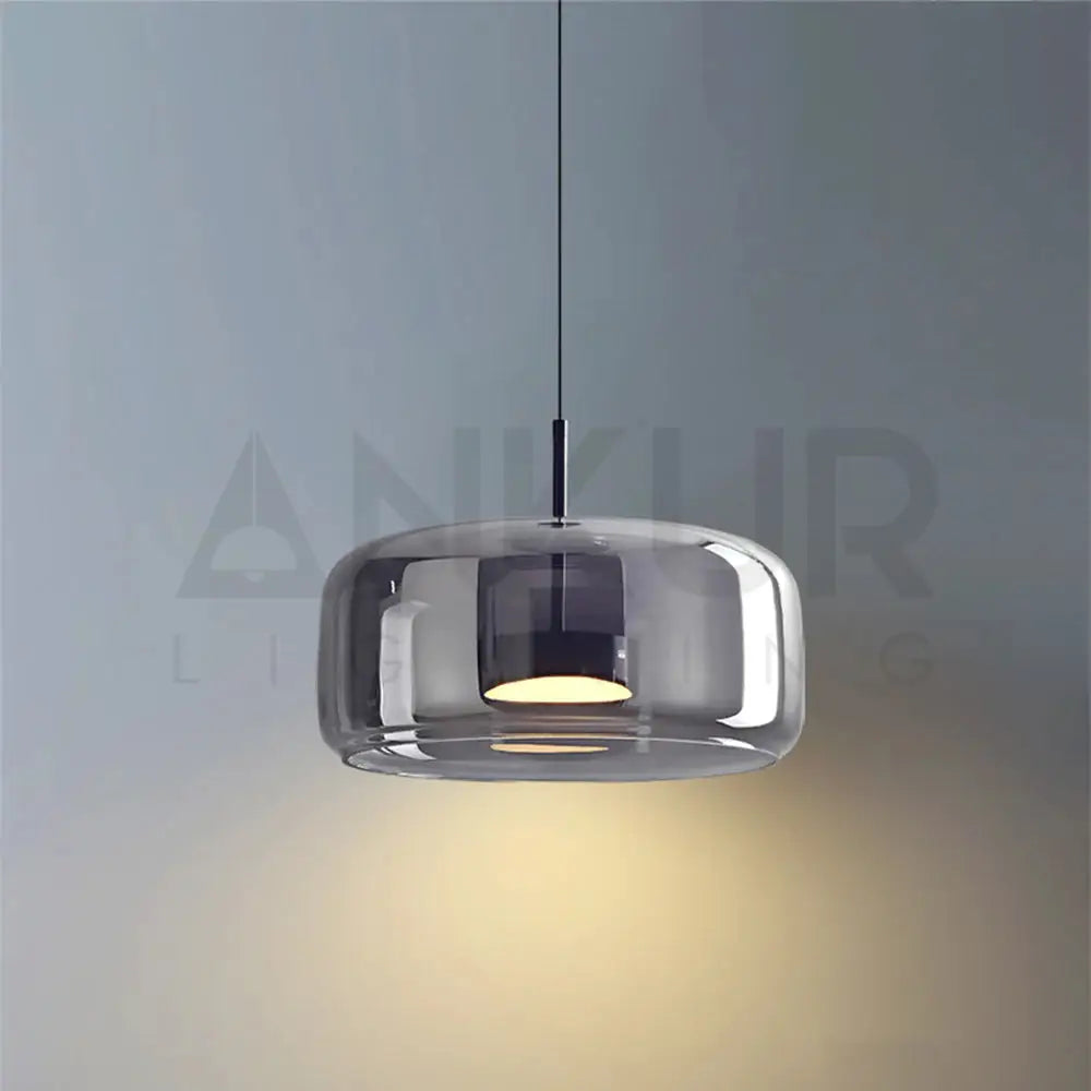 ANKUR ECLIPSE DOME MODERN GLASS WITH METAL LED PENDANT LIGHT Pendant Light