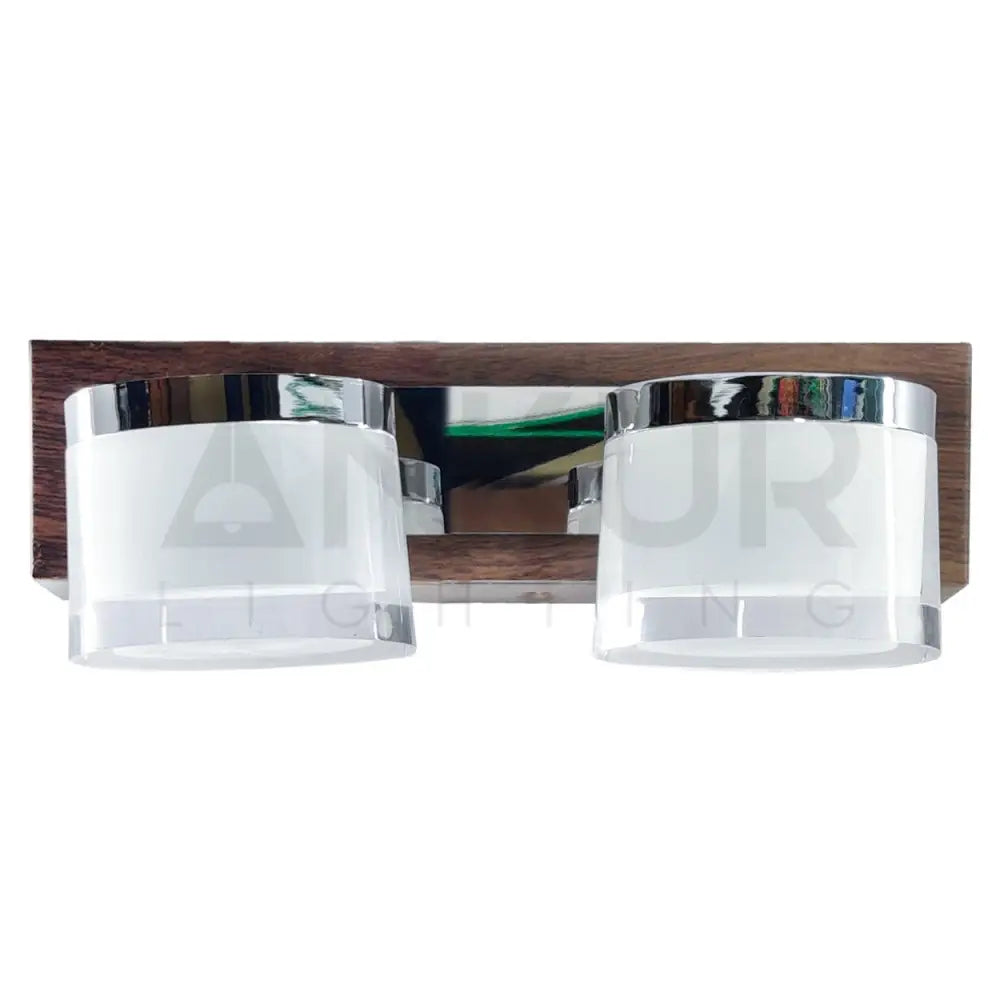 ANKUR FABIAN GLASS AND NATURAL WOOD BATHROOM VANITY MIRROR LIGHT - Ankur Lighting