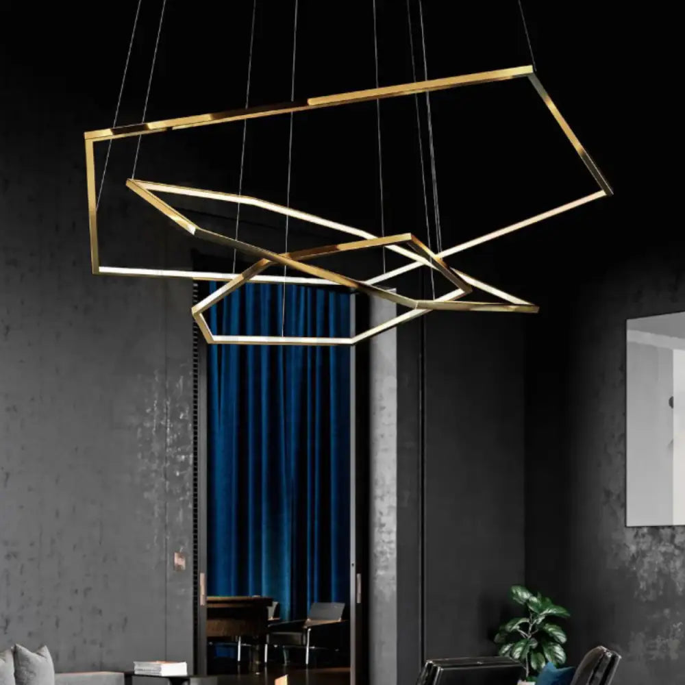 ANKUR GEOM HEXAGON 3 RING CONTEMPORARY LED CHANDELIER - Ankur Lighting