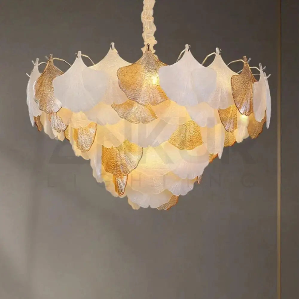 ANKUR GILDEDGLOW FRENCH FLOWER CRYSTAL ART GLASS ROUND CHANDELIER - Ankur Lighting