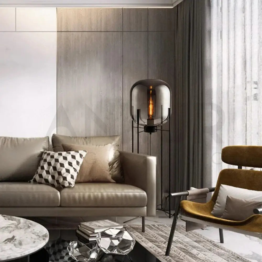 ANKUR GIORGIA MODERN METAL AND GLASS FLOOR LAMP