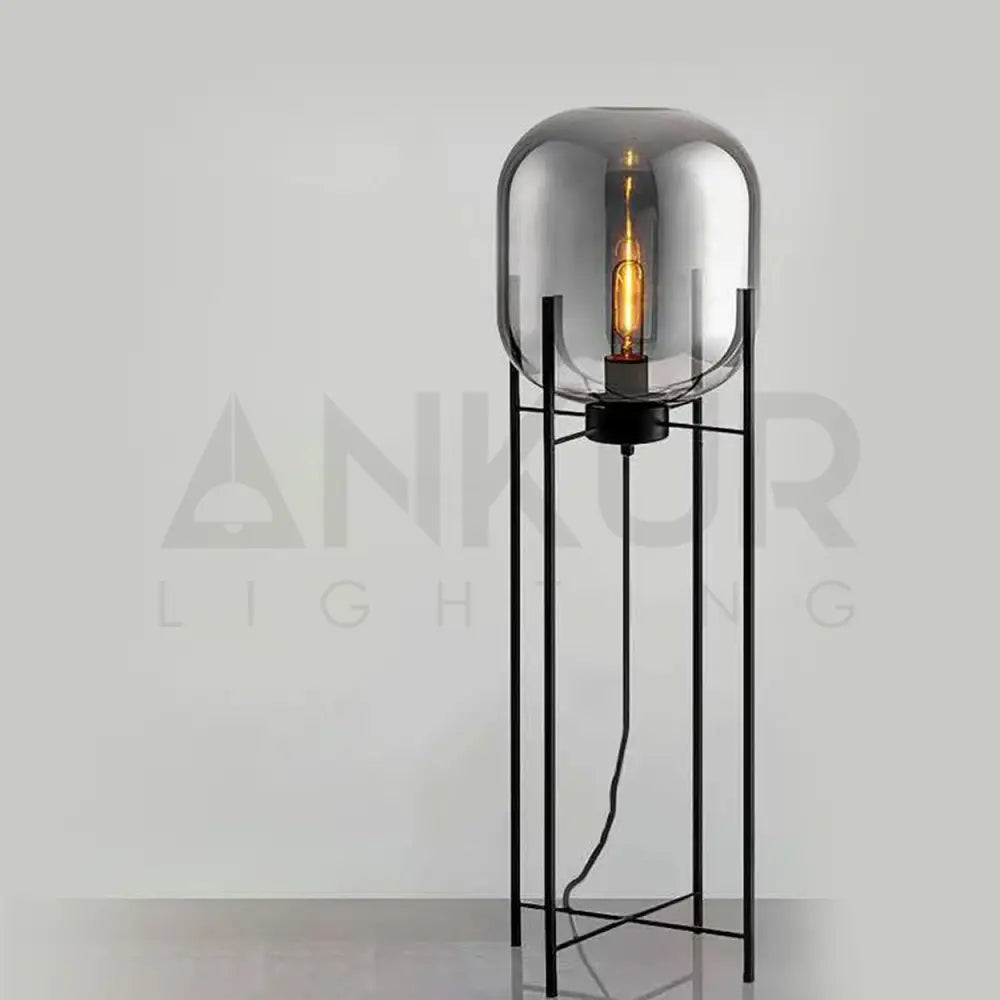 ANKUR GIORGIA MODERN METAL AND GLASS FLOOR LAMP Smoke / Large