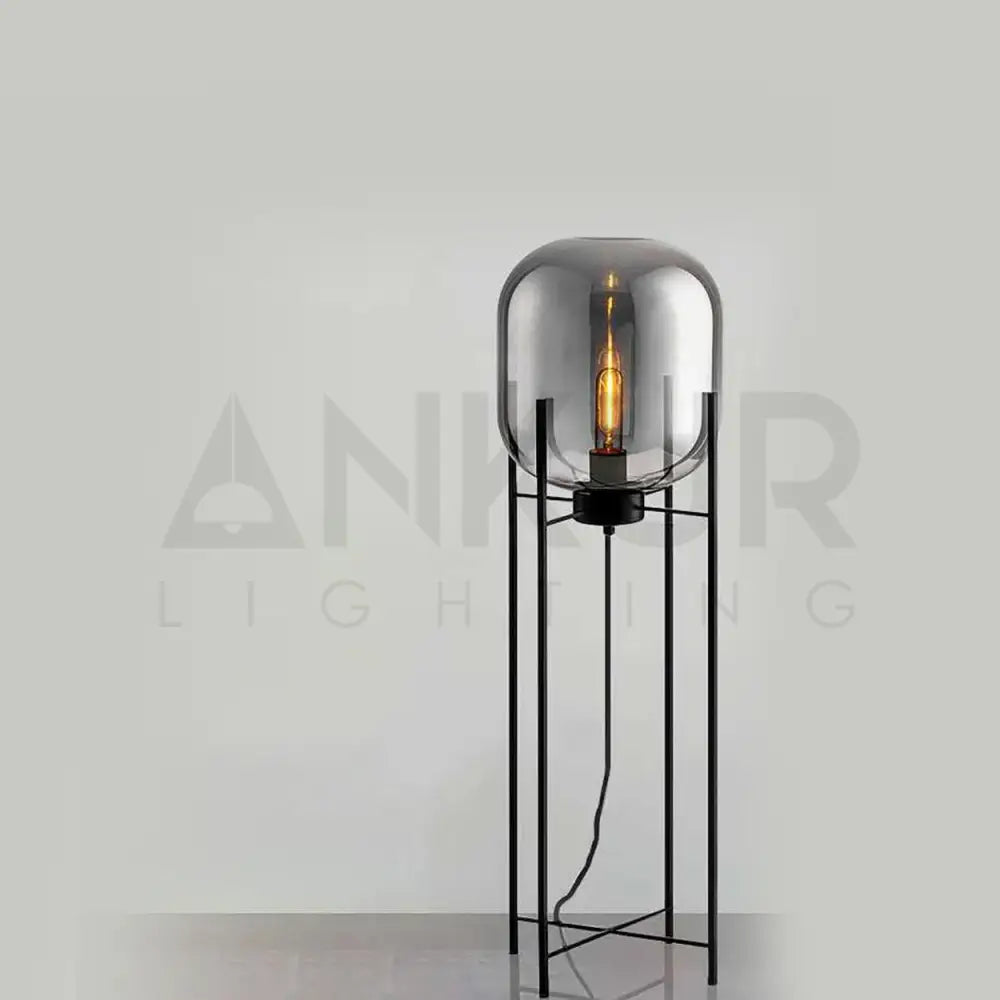 ANKUR GIORGIA MODERN METAL AND GLASS FLOOR LAMP Smoke / Small