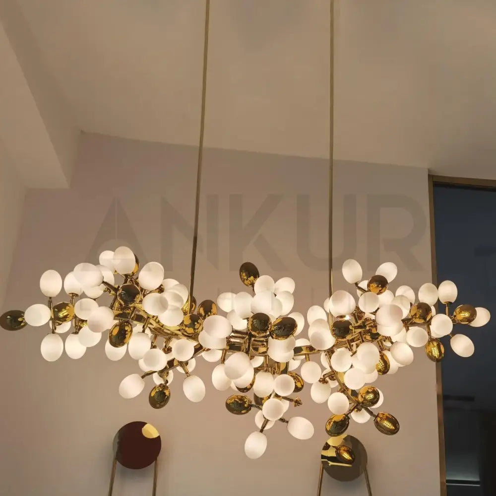 ANKUR GRAPE ESCAMOLES HORIZONTAL MODERN CHANDELIER - Ankur Lighting