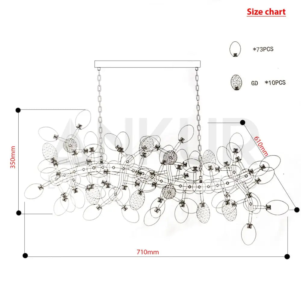 ANKUR GRAPE ESCAMOLES HORIZONTAL MODERN CHANDELIER - Ankur Lighting