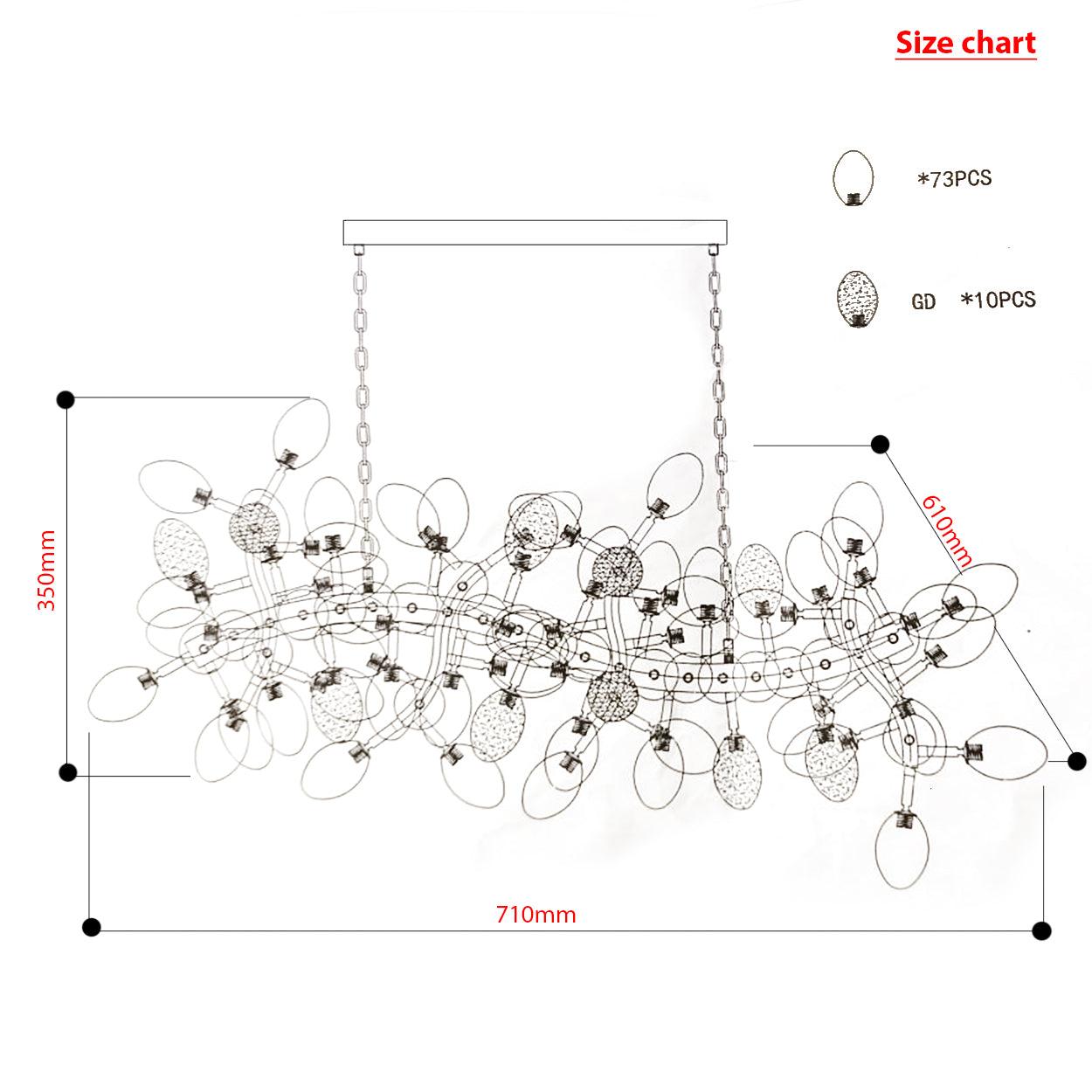 ANKUR GRAPE ESCAMOLES HORIZONTAL MODERN CHANDELIER - Ankur Lighting