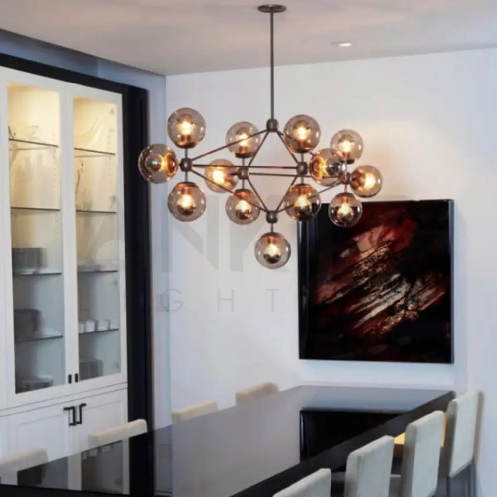 ANKUR HELIX MODERN GLASS AND METAL CHANDELIER - Ankur Lighting