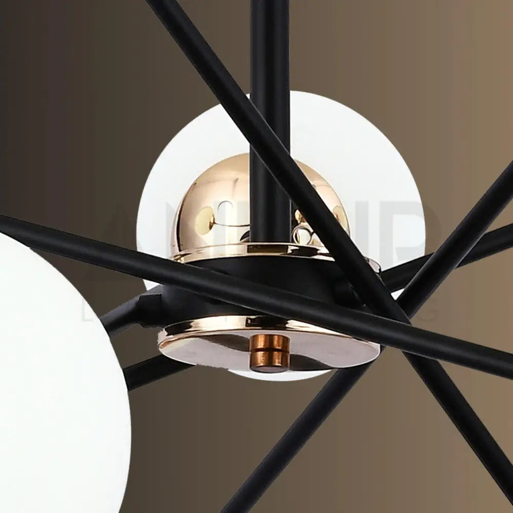 ANKUR HYDRON 10 LIGHT METAL AND MILKY GLOBE CHANDELIER - Ankur Lighting
