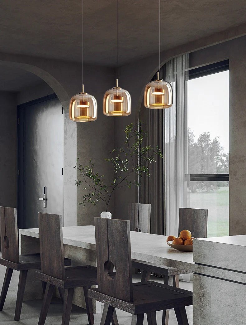 ANKUR GLOW BELL MODERN GLASS WITH METAL LED PENDANT LIGHT