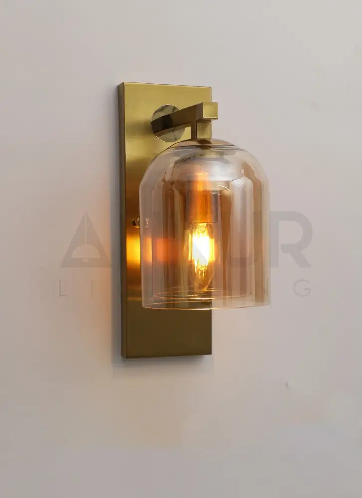 ANKUR LUMI JADE DOUBLE WALLED GLASS CONTEMPORARY WALL LIGHT Amber Wall Sconce