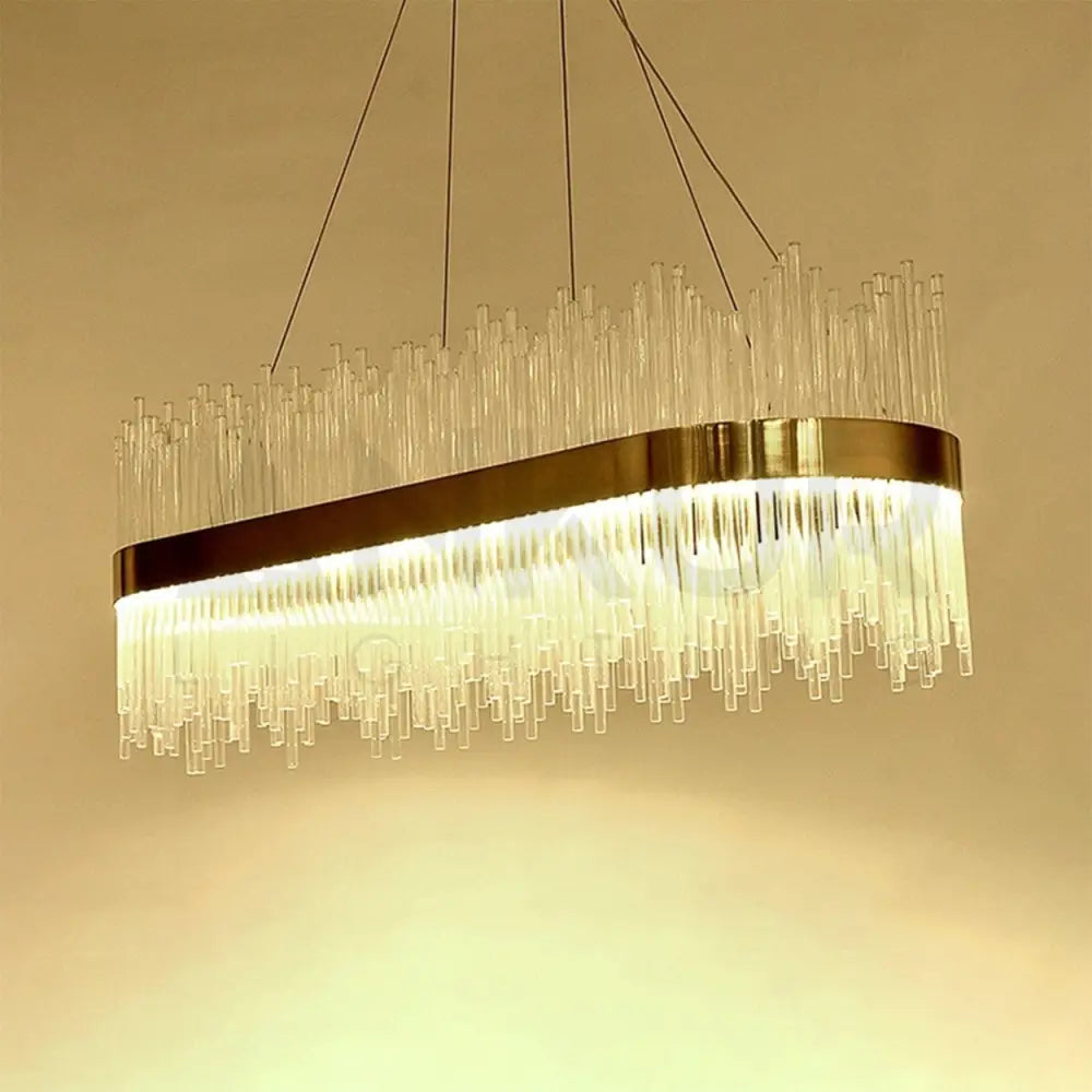 ANKUR MATITA GLASS CONTEMPORARY RECTANGULAR LED CHANDELIER - Ankur Lighting