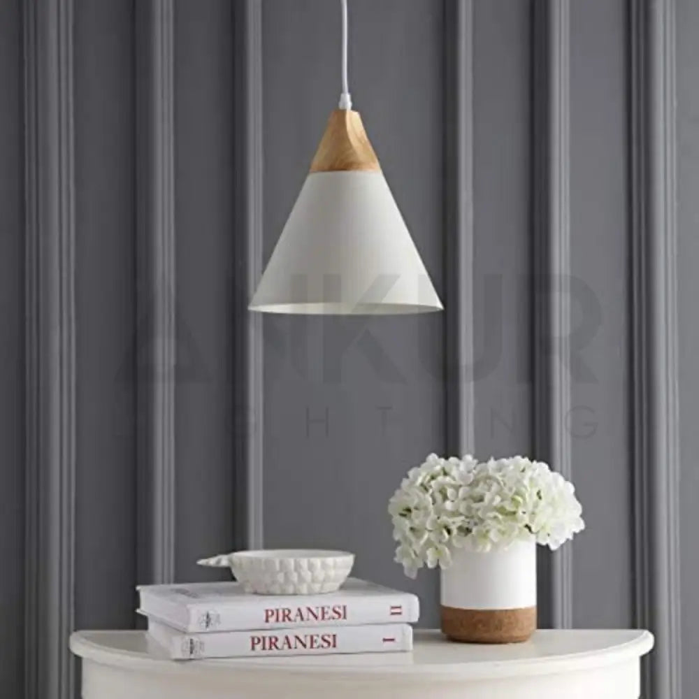 ANKUR MODERN NORDIC CONE WITH NATURAL WOOD PENDANT LIGHTS at the