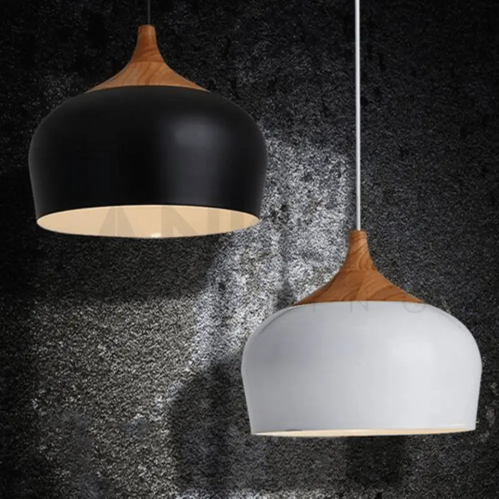 ANKUR MODERN NORDIC DOME WITH NATURAL WOOD PENDANT LIGHT - Ankur Lighting