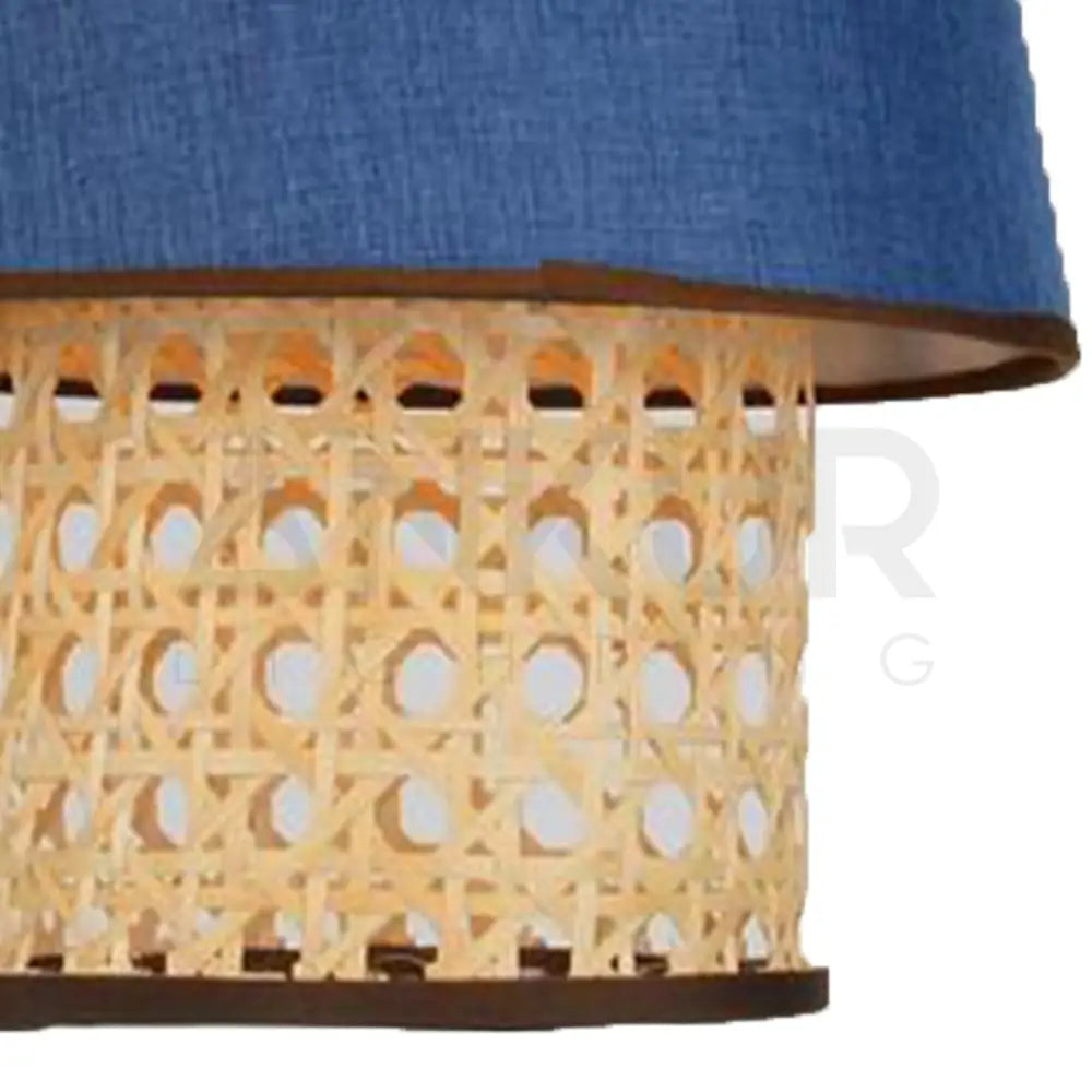 ANKUR RETRO CONICAL NATURAL BAMBOO CANE AND FABRIC PENDANT LIGHT - Ankur Lighting