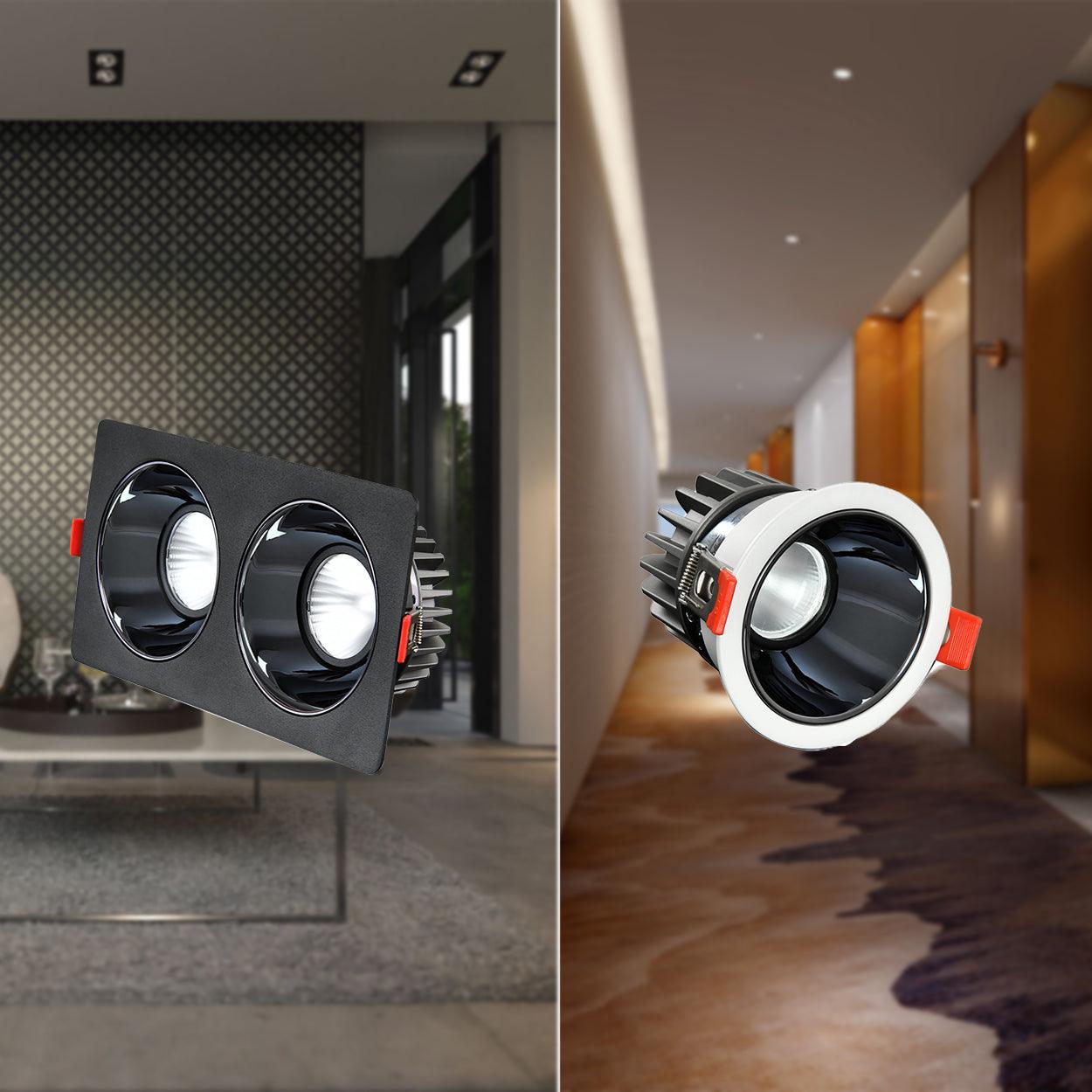 ANKUR SCOPE CONTEMPORARY SINGLE AND TWIN RECESSED ADJUSTABLE LED DOWN LIGHT FRONT OPENABLE - Ankur Lighting