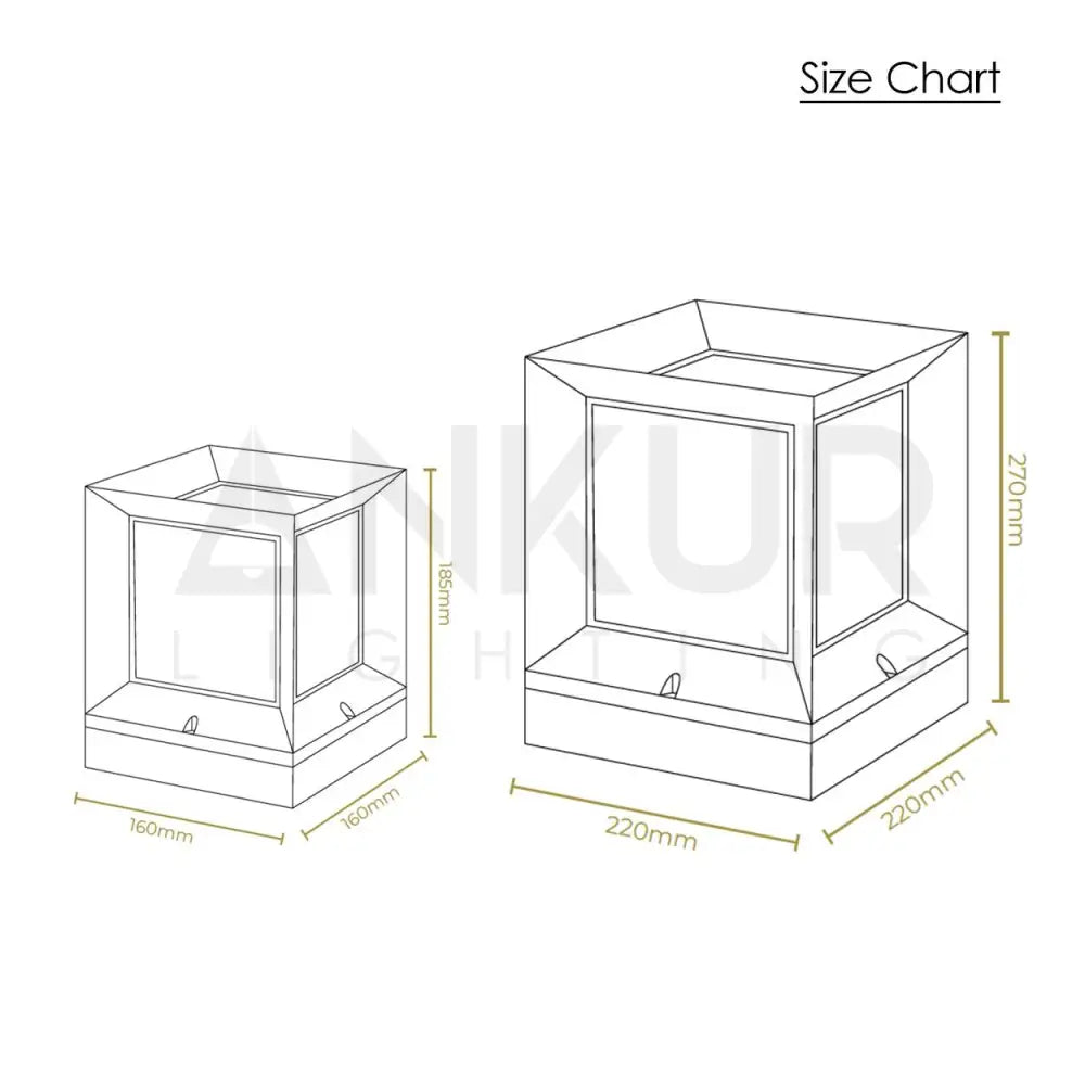 ANKUR SQUARE METAL OUTDOOR GATE POST LIGHT - Ankur Lighting