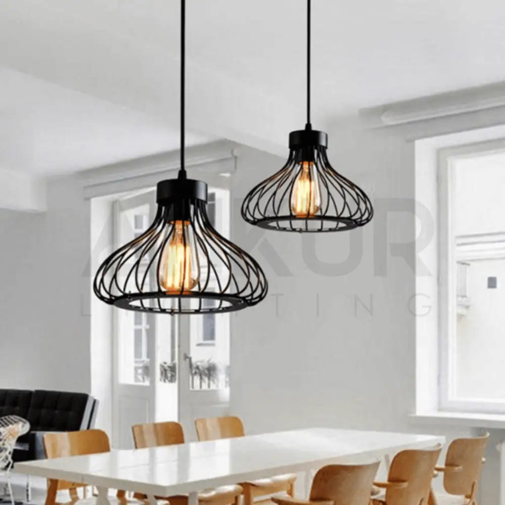 ANKUR VINTAGE RETRO CAGE HANGING PENDANT LIGHT - Ankur Lighting