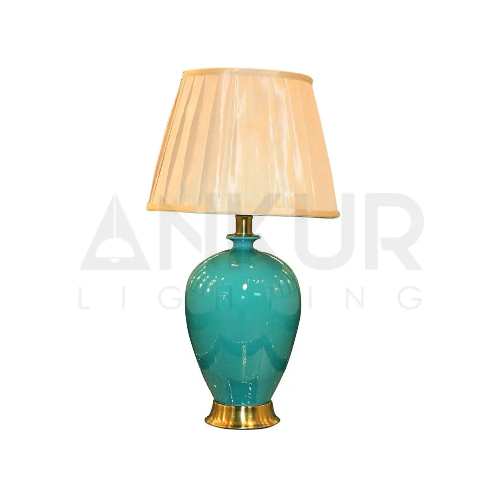 AQUA CERAMIC BEDSIDE TABLE LAMP - Ankur Lighting