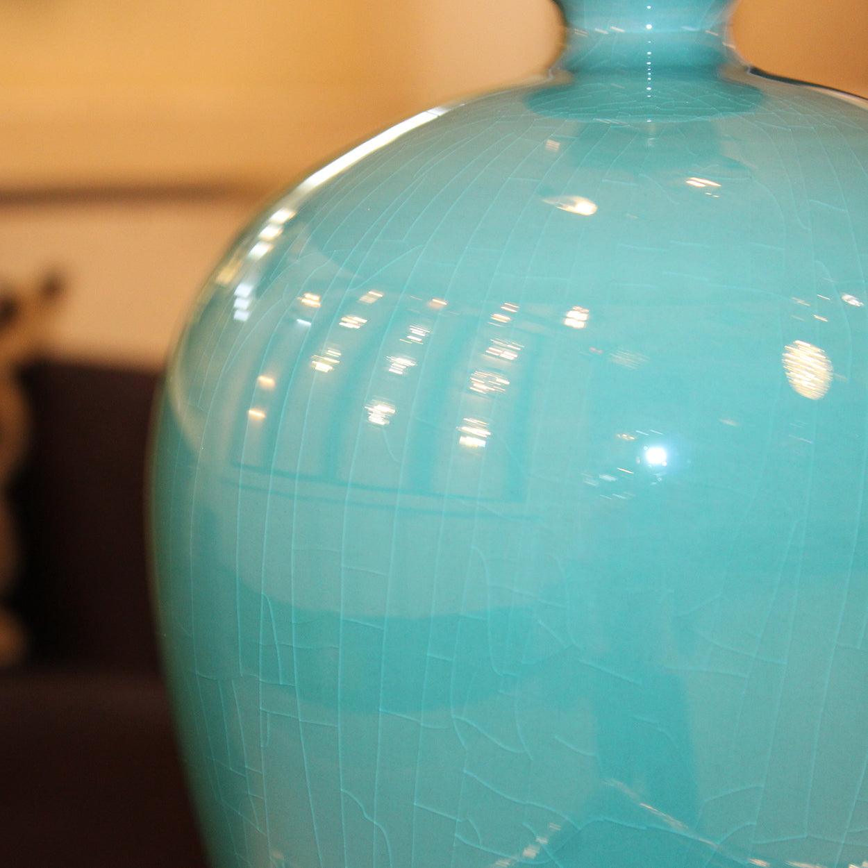 AQUA CERAMIC BEDSIDE TABLE LAMP - Ankur Lighting