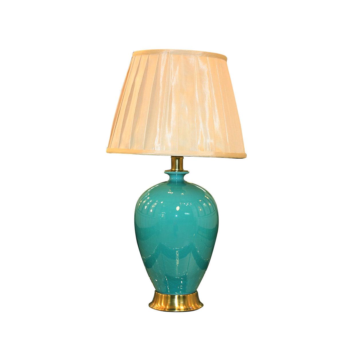 AQUA CERAMIC BEDSIDE TABLE LAMP - Ankur Lighting