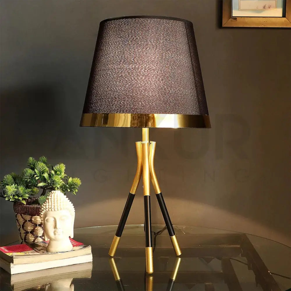 AURAM FABRIC SHADE TRIPOD TABLE LAMP - Ankur Lighting
