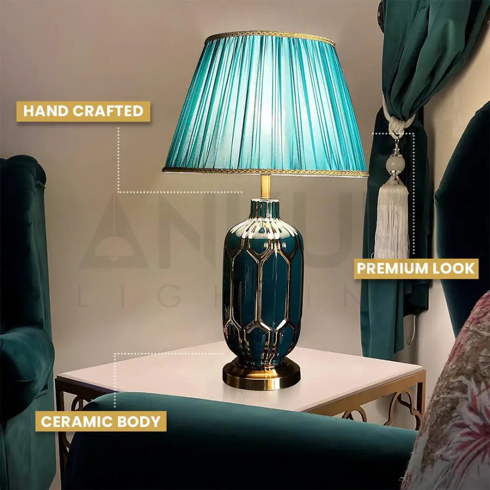 BLEEN CERAMIC TABLE LAMP BEDSIDE LAMP - Ankur Lighting