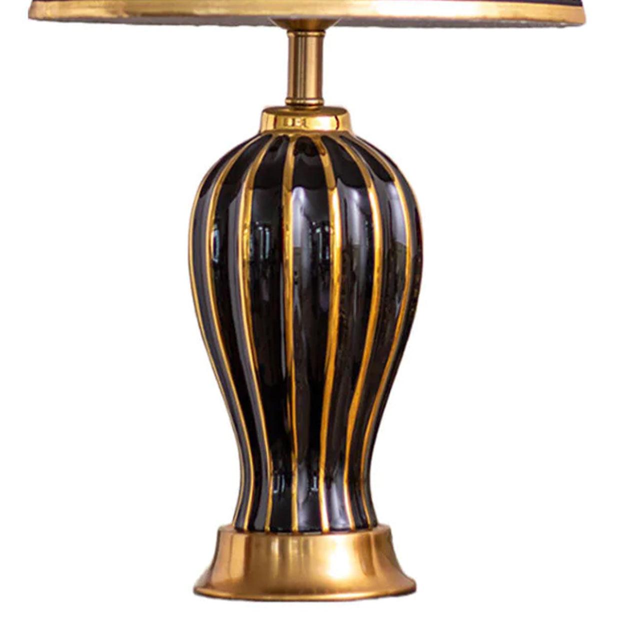 DRIB MODERN GOLDEN STRIPED CERAMIC TABLE LAMP - Ankur Lighting