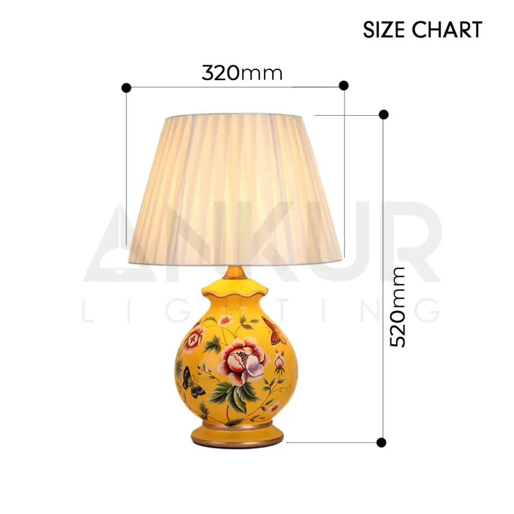 FLORA FLOWER PATTERN CERAMIC TABLE LAMP - Ankur Lighting