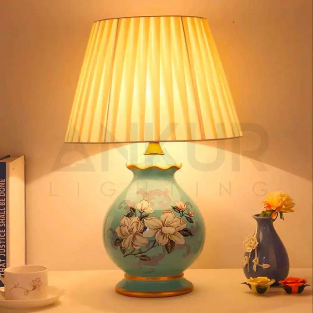 FLORA FLOWER PATTERN CERAMIC TABLE LAMP - Ankur Lighting