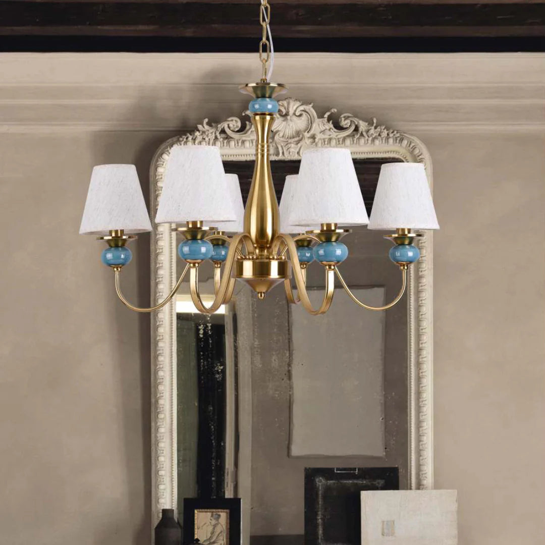 ANKUR LUMAFLARE BLOSSOM FABRIC SINGLE HEIGHT CASCADE CRYSTAL CHANDELIER FOR HOME LIGHTING