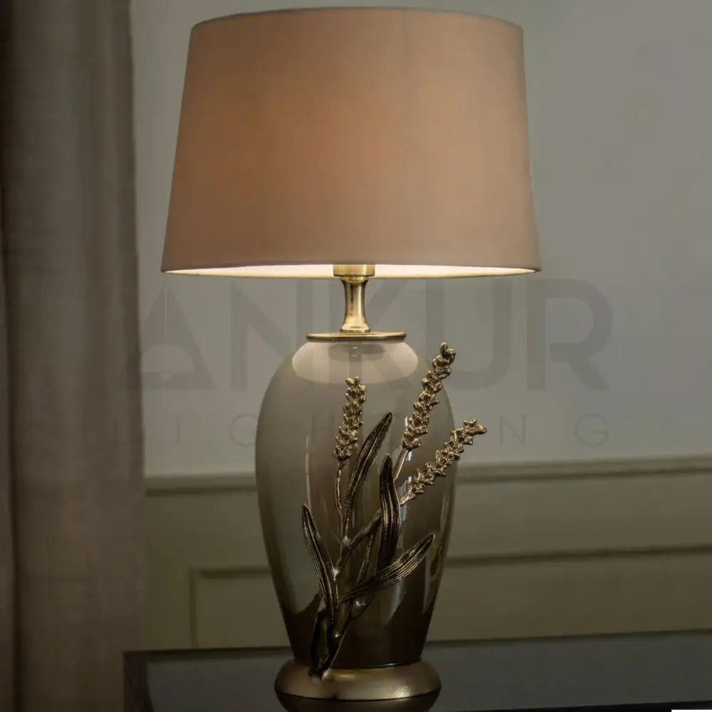 GILDA HANDMADE GLASS AND METAL BEDSIDE TABLE LAMP - Ankur Lighting