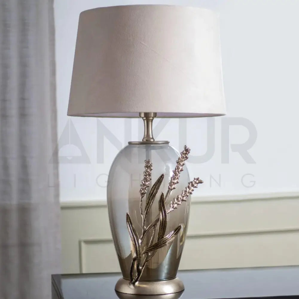 GILDA HANDMADE GLASS AND METAL BEDSIDE TABLE LAMP - Ankur Lighting