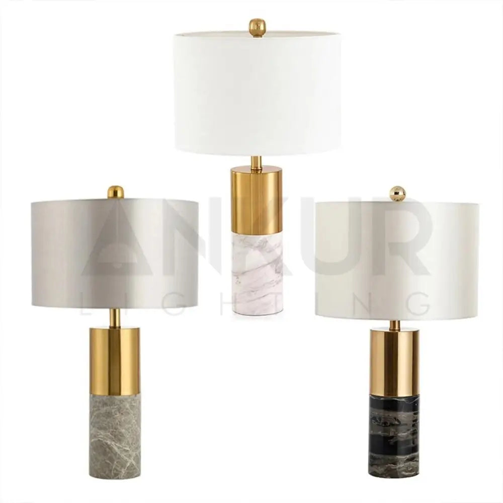 GOLD WITH MARBLE TEXTURE TABLE LAMP - Ankur Lighting