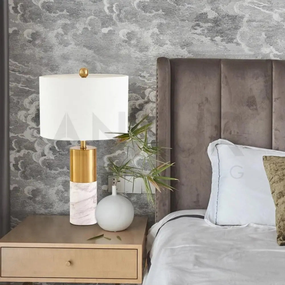 GOLD WITH MARBLE TEXTURE TABLE LAMP - Ankur Lighting