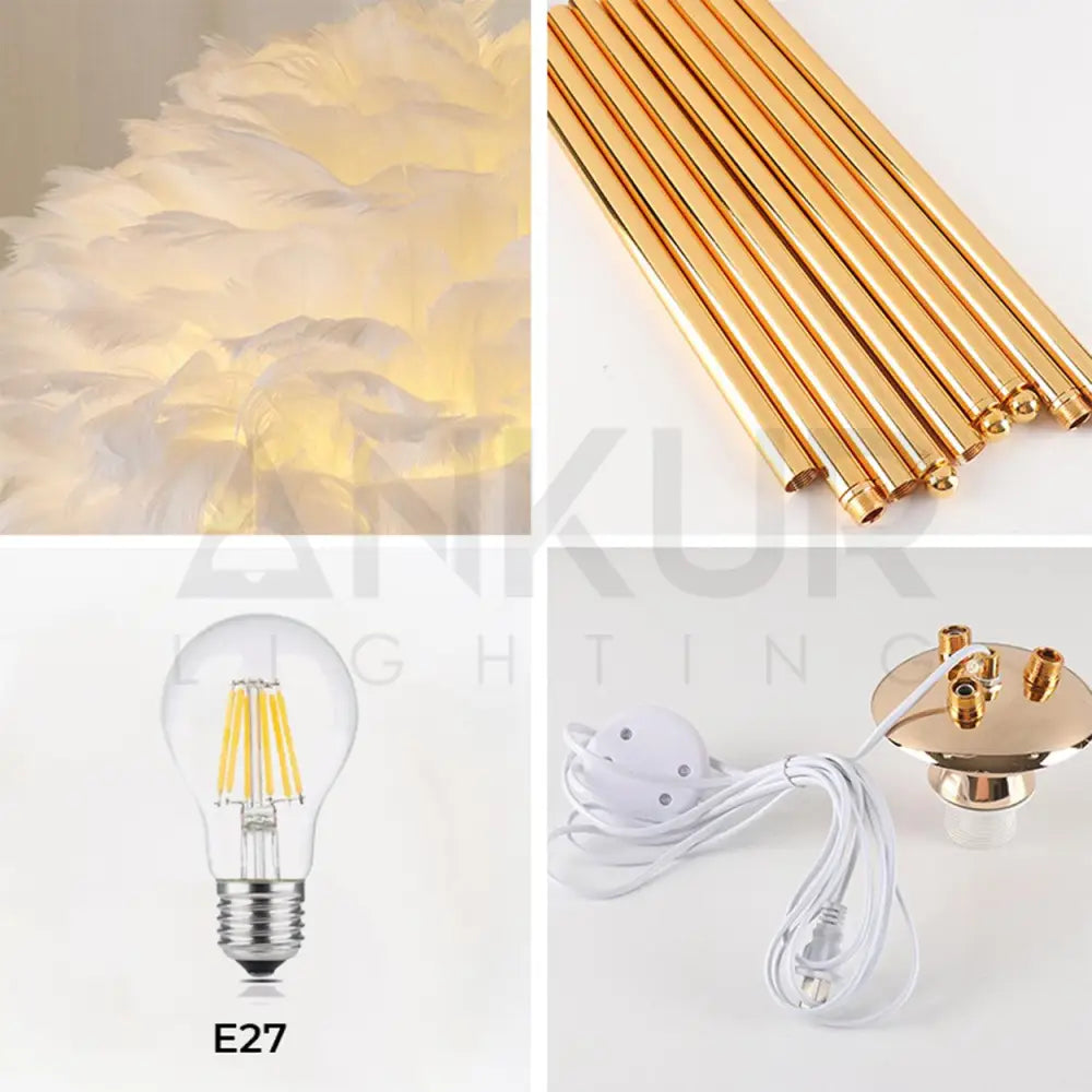 GOOSE FEATHER TABLE LAMP BEDSIDE LAMP - Ankur Lighting