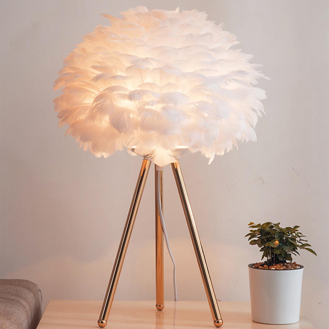 GOOSE FEATHER TABLE LAMP BEDSIDE LAMP - Ankur Lighting