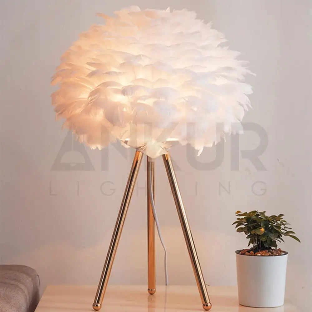 GOOSE FEATHER TABLE LAMP BEDSIDE LAMP - Ankur Lighting