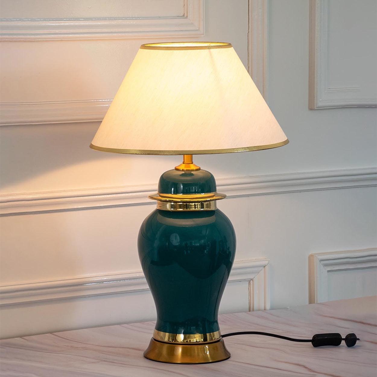 LEAN MODERN GREEN AND PURPLE CERAMIC TABLE LAMP - Ankur Lighting