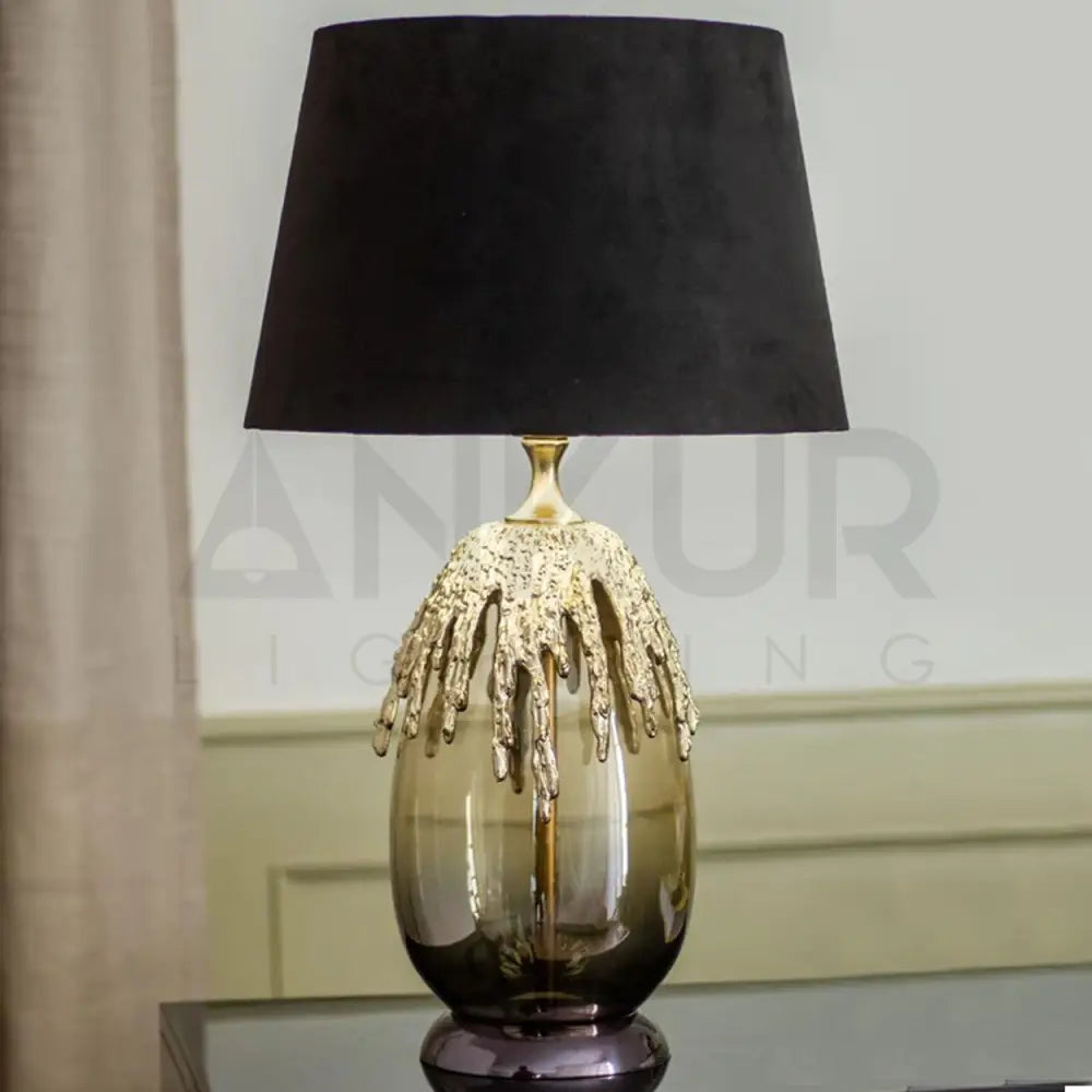 LUMA HANDMADE METAL AND GLASS BEDSIDE TABLE LAMP - Ankur Lighting