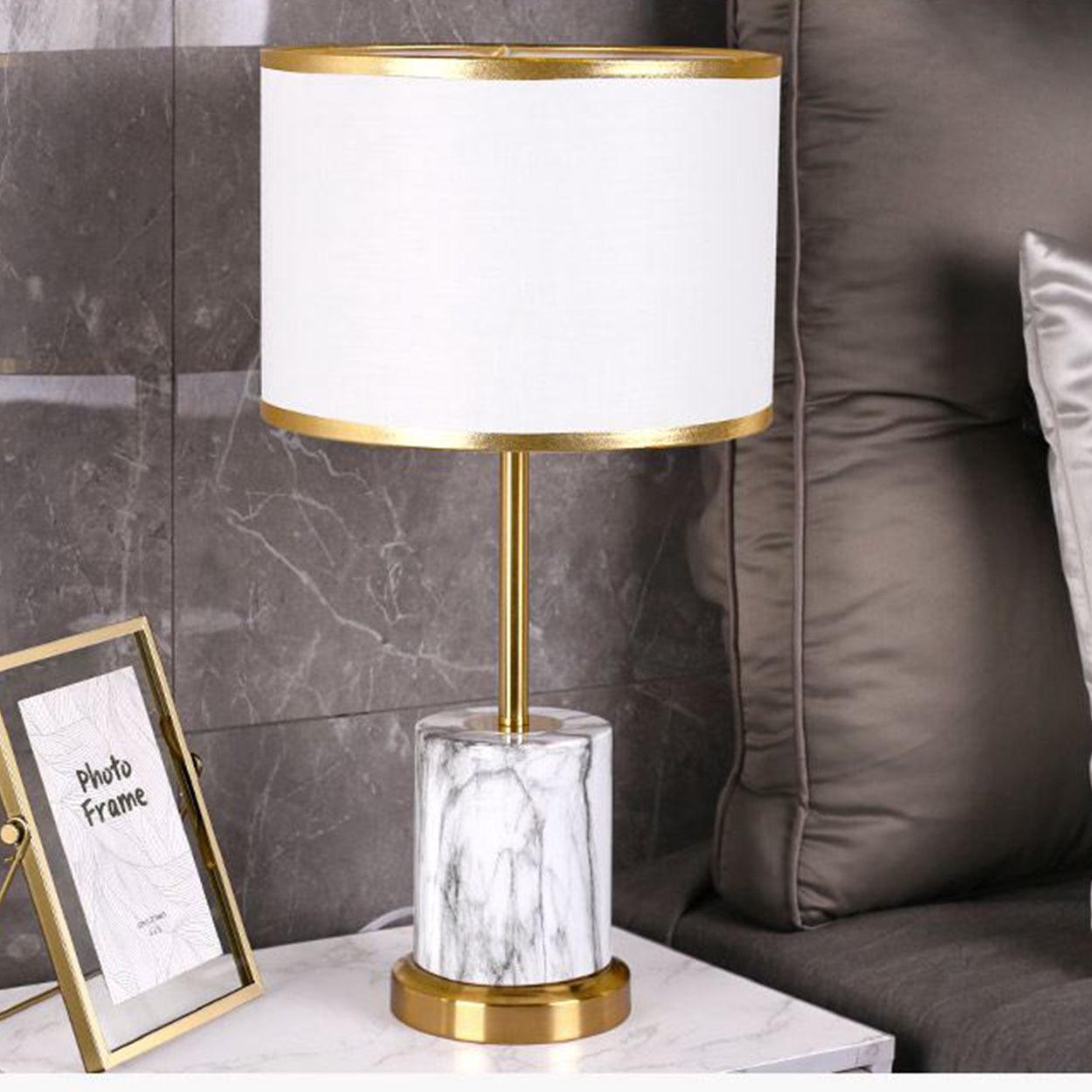NERO GOLD WITH MARBLE TEXTURE TABLE LAMP BEDSIDE LAMP - Ankur Lighting