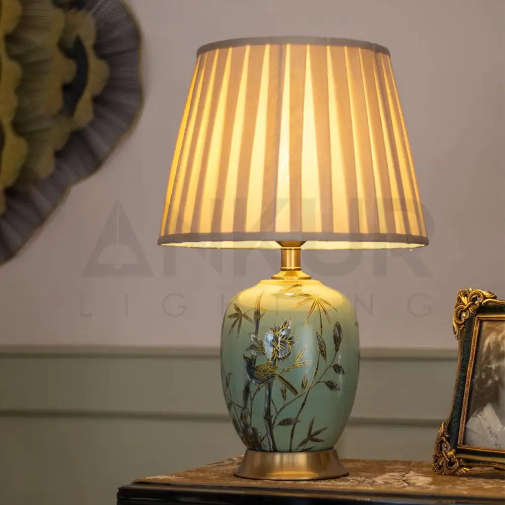 SONA CERAMIC BEDSIDE TABLE LAMP - Ankur Lighting